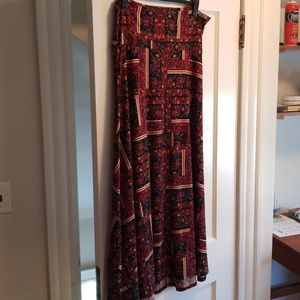 LuLaRoe Maxi Skirt XL Navy/Dark Red/Gold